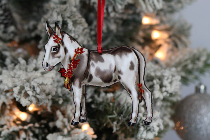 Classy Equine - Spotted Miniature Donkey Christmas Ornament