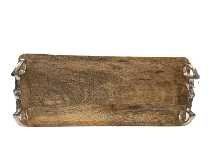 Huntley Equestrian Wooden Rectangle Tray with Silver Bit Handles