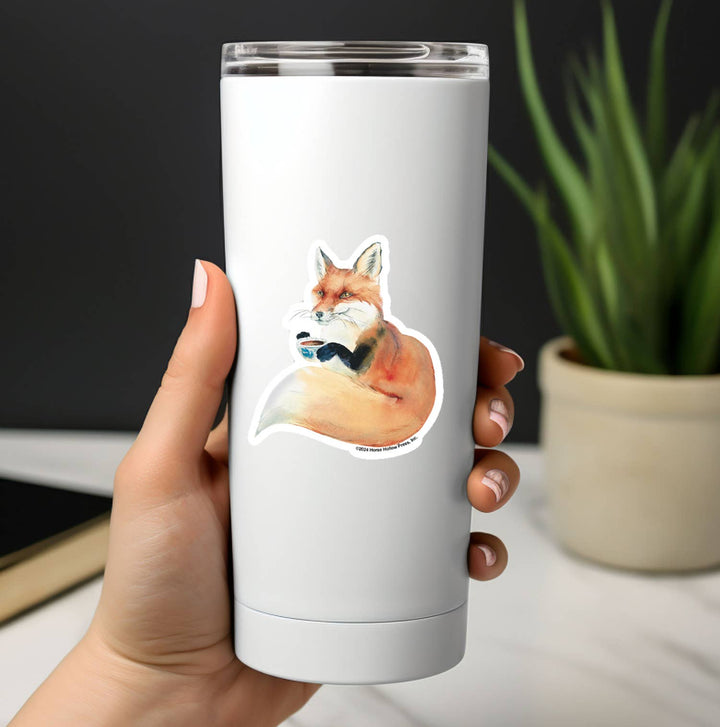 Horse Hollow Press - 3" Waterproof Fox Drinking Coffee... Sticker