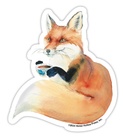 Horse Hollow Press - 3" Waterproof Fox Drinking Coffee... Sticker