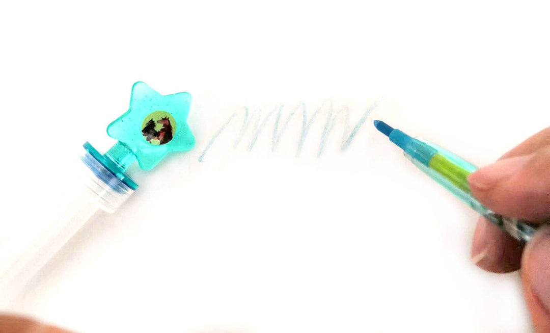 Tiny Mills - Horses Stackable Crayon with Stamper Topper