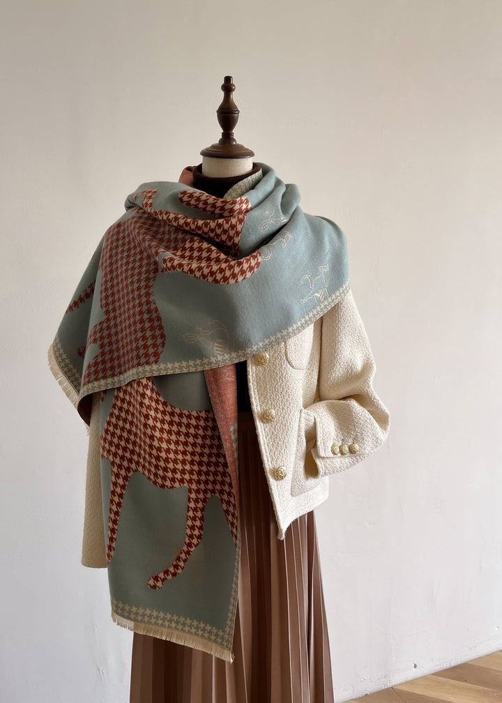 Winding River - Equestrian Sage/Burnt Brown Tartan Pony Reversible Wrap