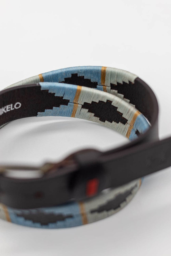 Custi Mikelo: Argentine leather belt Celeste