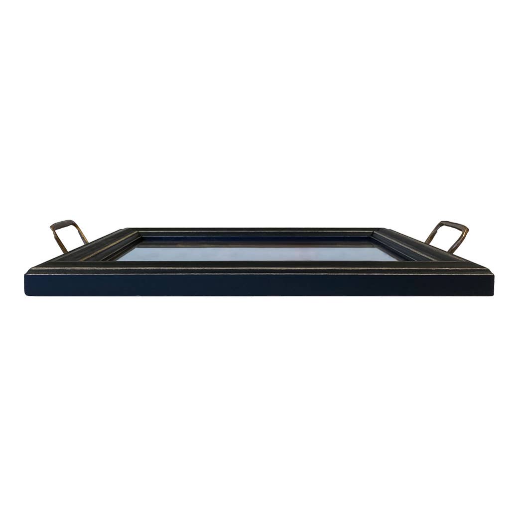 Madison Bay Co. - Historical Home Decor Reproductions - Fox Head Tray with Brass Handles: Distressed Black