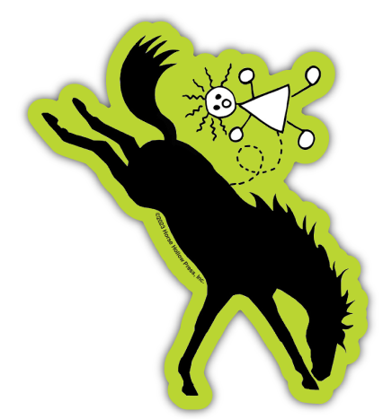 Horse Hollow Press - 3" Waterproof Horse Bucking Horse Green Funny Sticker