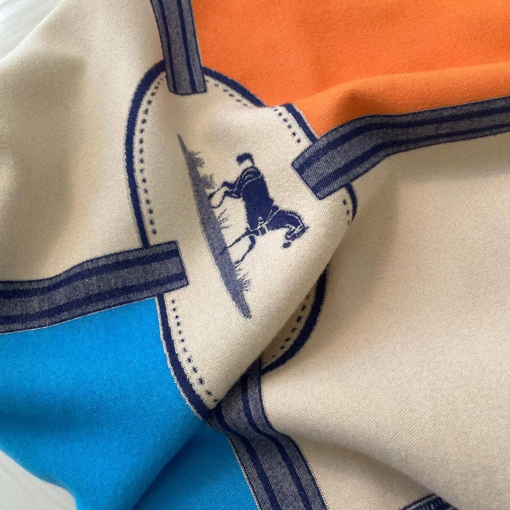 Winding River - Equestrian Turq/Orange Reversible Wrap