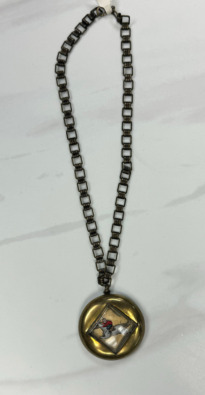 Deluxe Antique Racehorse Rosette Necklace