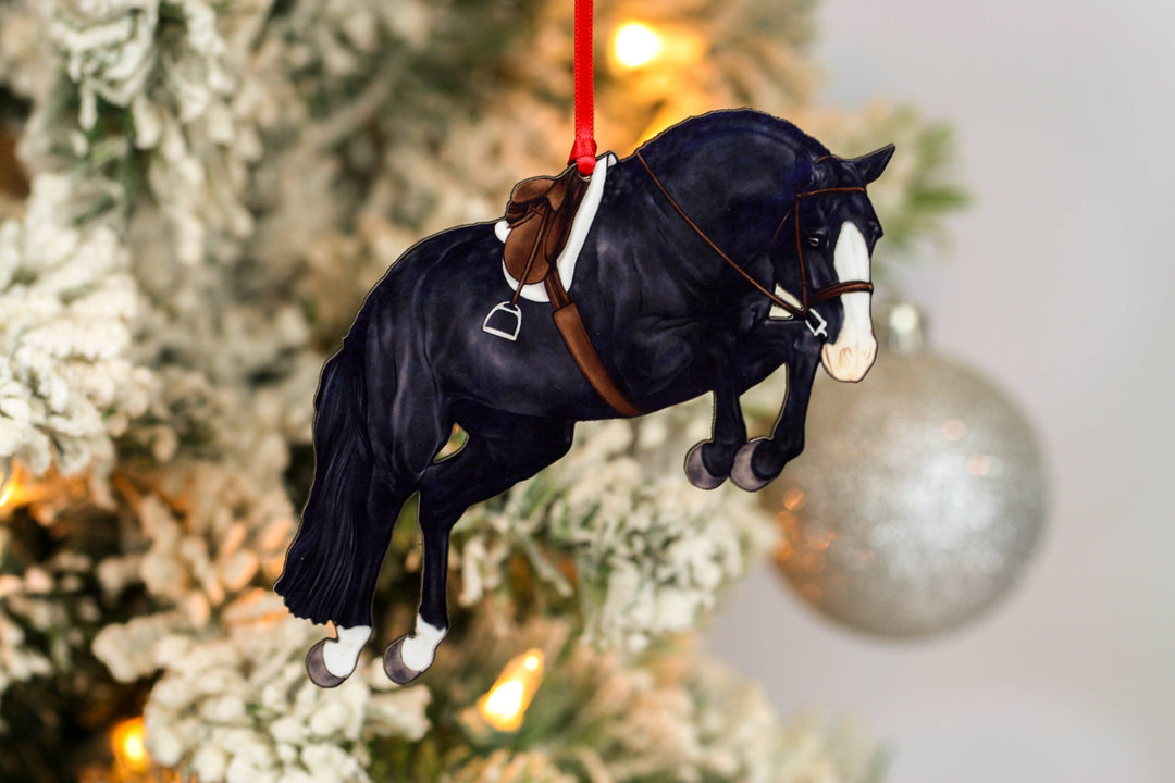 Classy Equine - Hunter Jumper Horse Christmas Ornament - Black Sport Horse