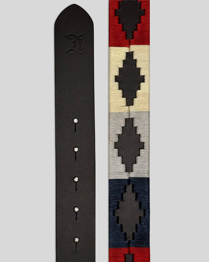 Custi Mikelo Argentinian Leather Polo Belt Red/Navy/Grey