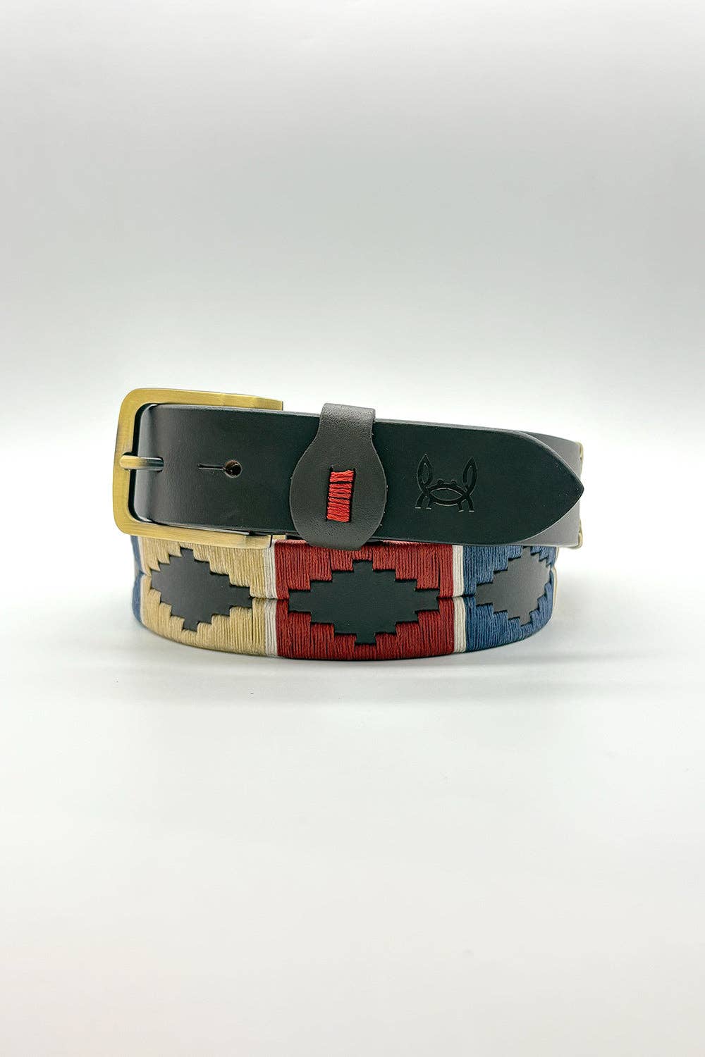 Custi Mikelo: Argentine leather belt Navy Beige Red