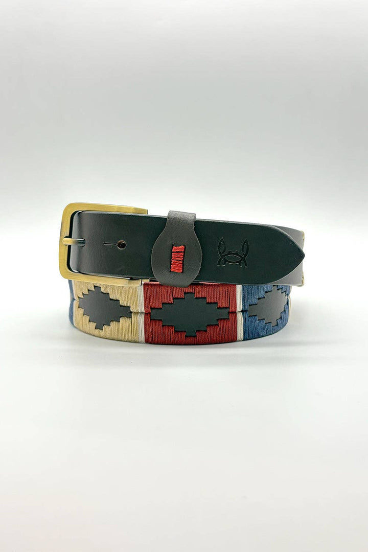 Custi Mikelo: Argentine leather belt Navy Beige Red