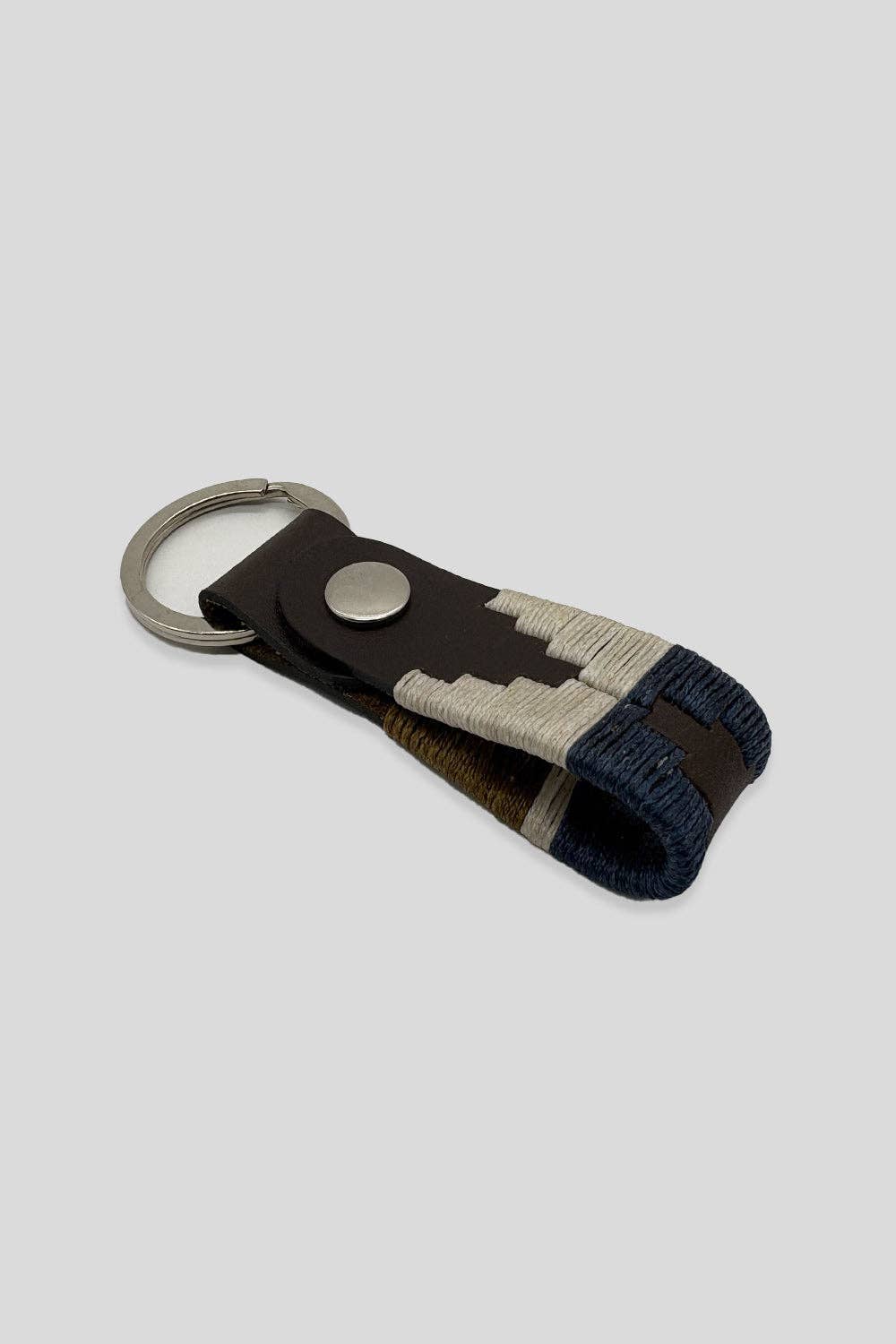 Custi Mikelo Argentinian Brown/Navy Leather Keychain