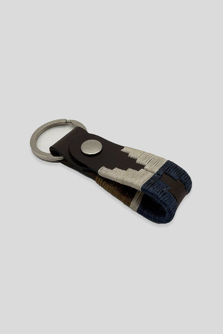 Custi Mikelo Argentinian Brown/Navy Leather Keychain