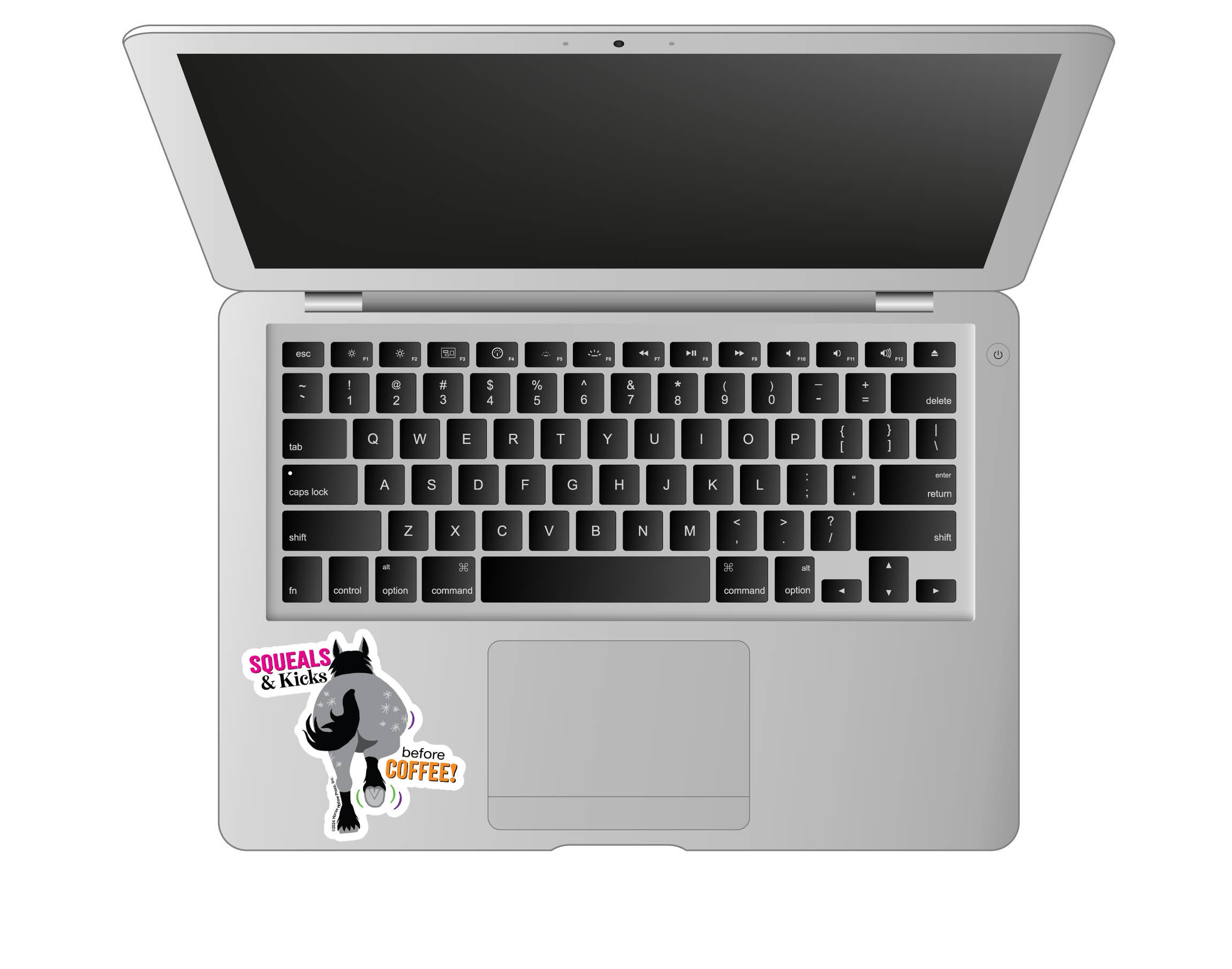 Horse Hollow Press - 3" Waterproof Squeals & Kicks before Coffee Funny Sticker