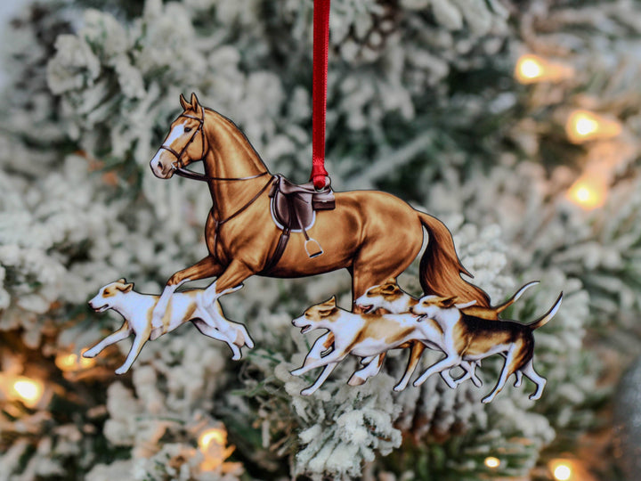 Classy Equine - Chestnut Fox Hunter Horse & Hound Field Hunter Ornament II