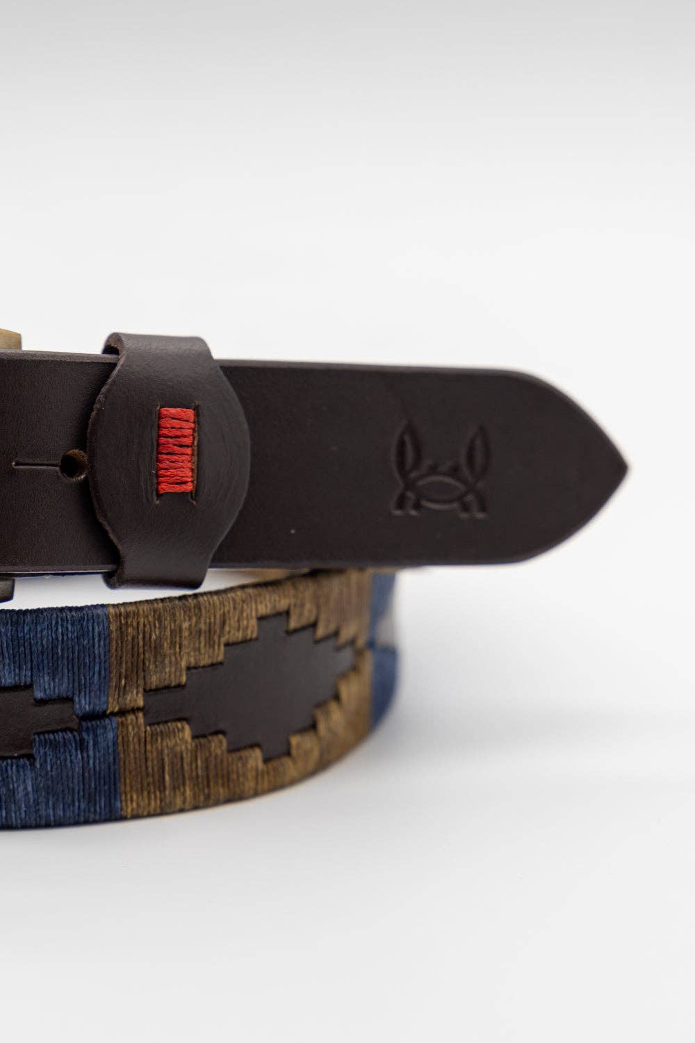 Custi Mikelo Argentinian Leather Polo Belt Navy/Brown