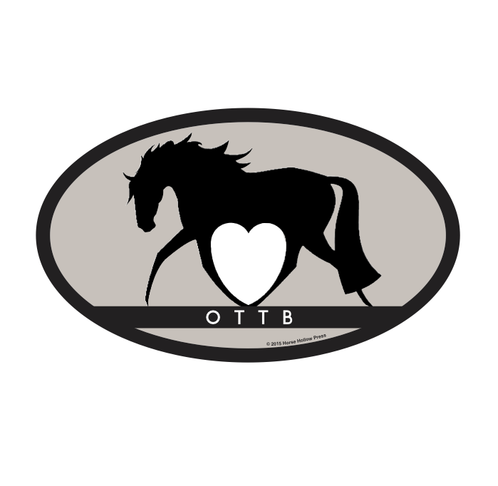 Horse Hollow Press - 3 x 5" Waterproof Oval Equestrian Horse Sticker: OTTB Heart