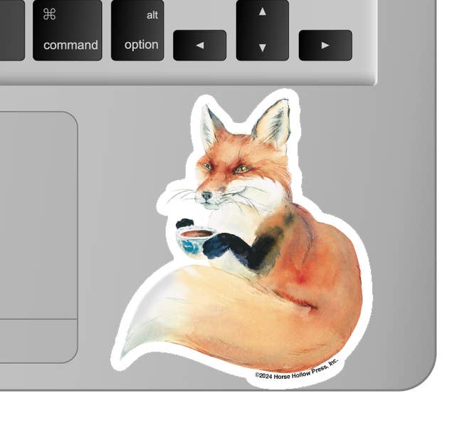 Horse Hollow Press - 3" Waterproof Fox Drinking Coffee... Sticker