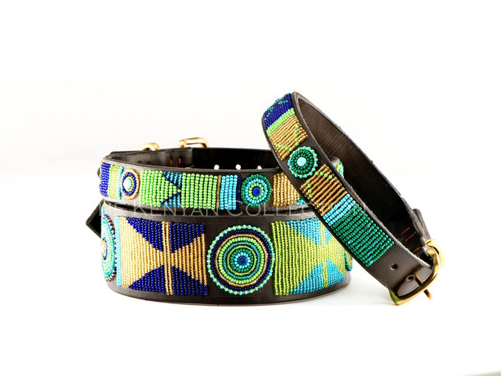 Kenyan Collection Peacock Beaded Dog Collar