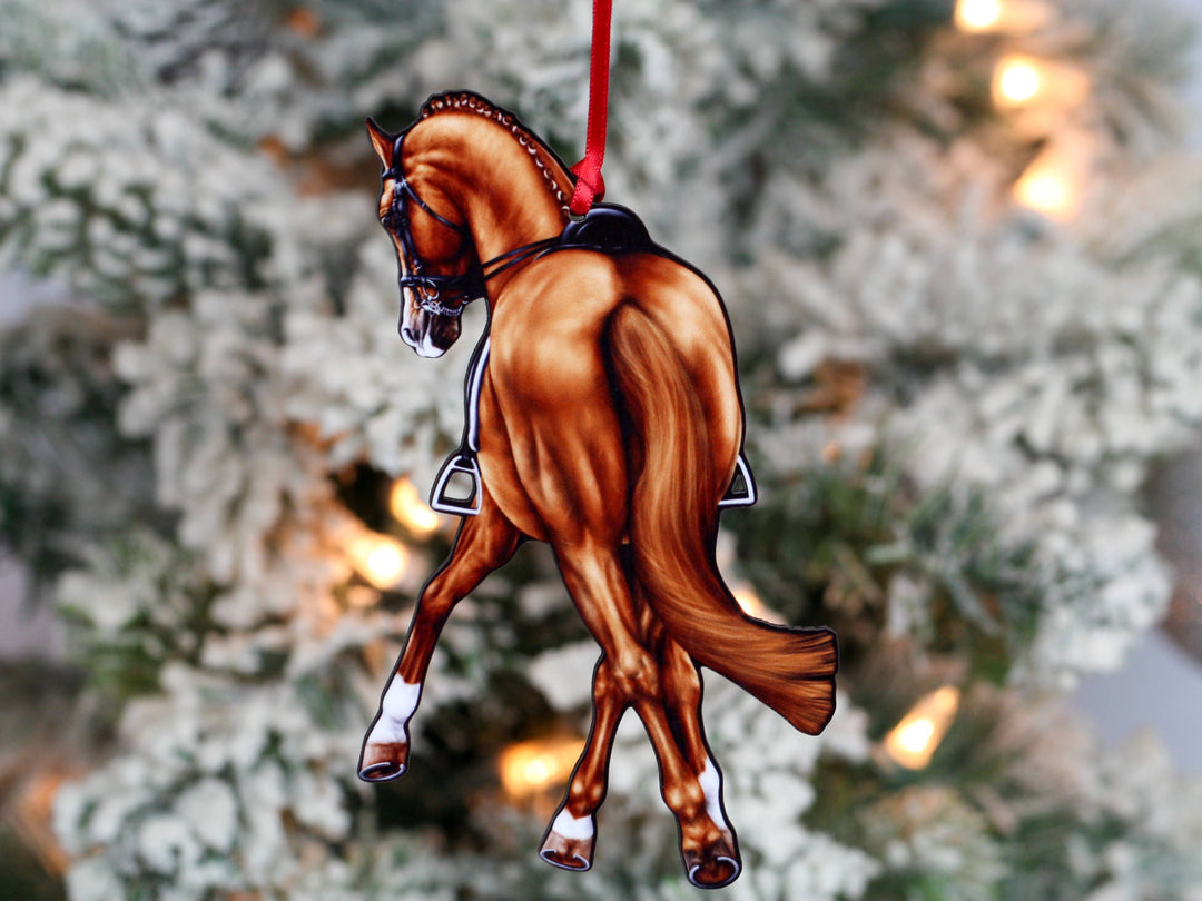 Classy Equine - Chestnut Half Pass Dressage Horse Ornament Equestrian Decor