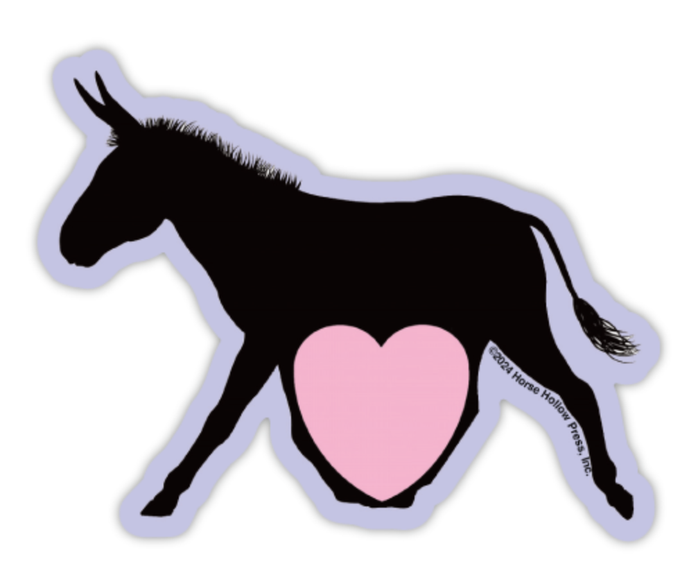 Horse Hollow Press - 3" Waterproof Donkey & Heart Sticker