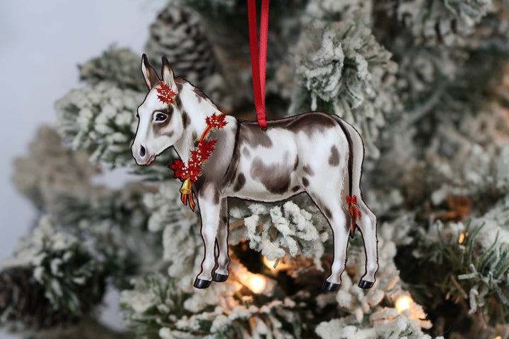 Classy Equine - Spotted Miniature Donkey Christmas Ornament