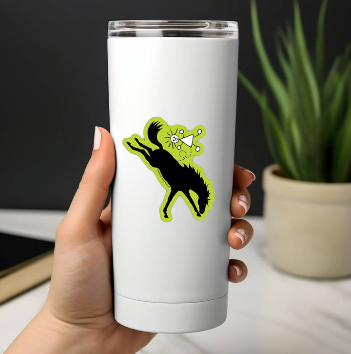Horse Hollow Press - 3" Waterproof Horse Bucking Horse Green Funny Sticker