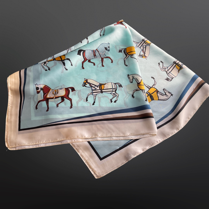 Westrian International - Winter Horses Blue Satin Scarf