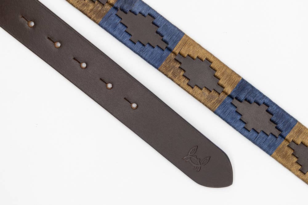 Custi Mikelo Argentinian Leather Polo Belt Navy/Brown