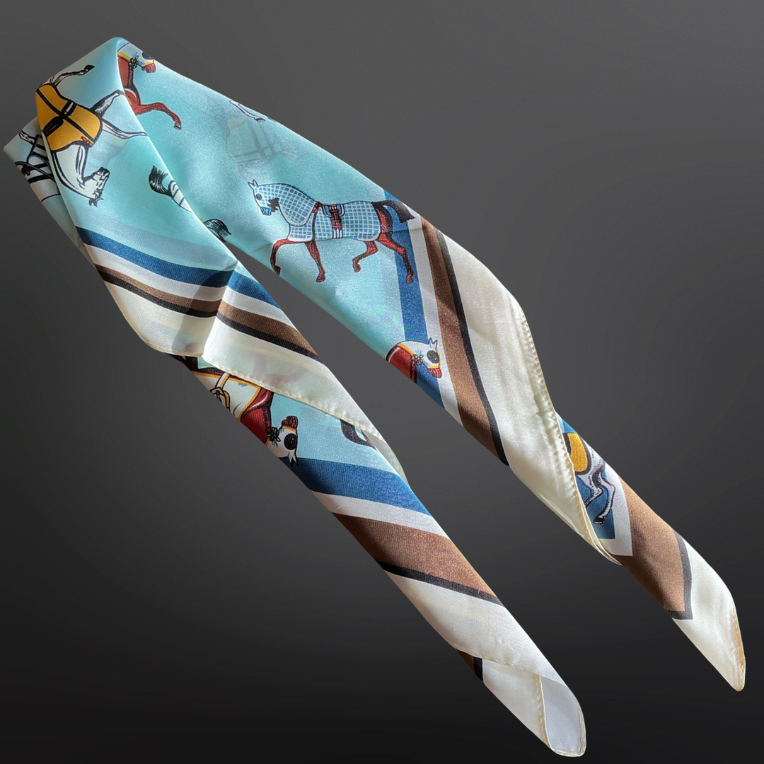 Westrian International - Winter Horses Blue Satin Scarf