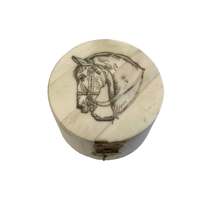 Madison Bay Co. - Horse Head Round Bone Trinket Box