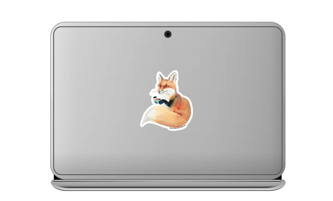 Horse Hollow Press - 3" Waterproof Fox Drinking Coffee... Sticker