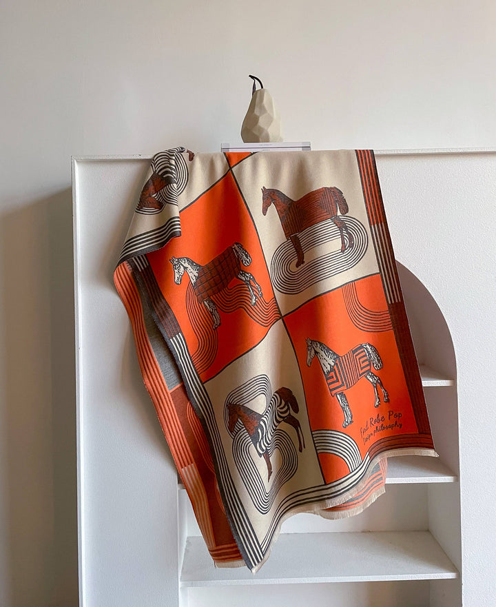 Winding River - Equestrian Orange / Gray Reversible Wrap