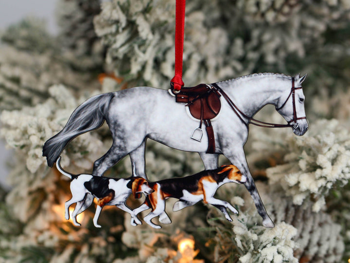 Classy Equine - Dapple Gray Fox Hunter Horse and Hound Field Hunter Ornament