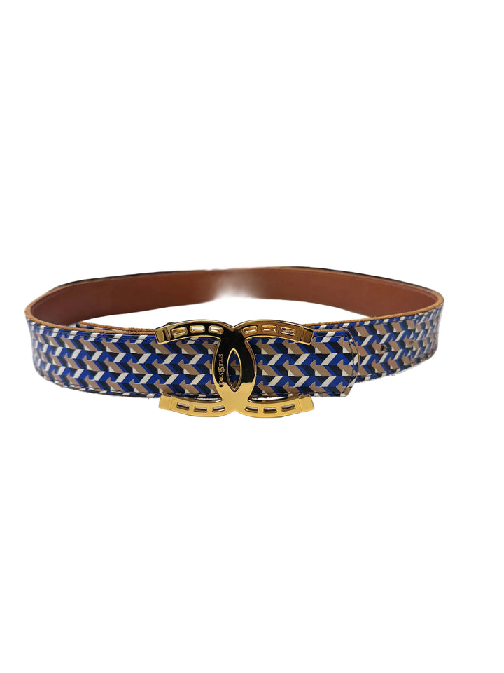 Style Stock Print Belt with Double Horseshoe Buckle