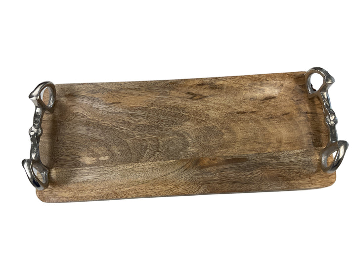 Huntley Equestrian Wooden Rectangle Tray with Silver Bit Handles