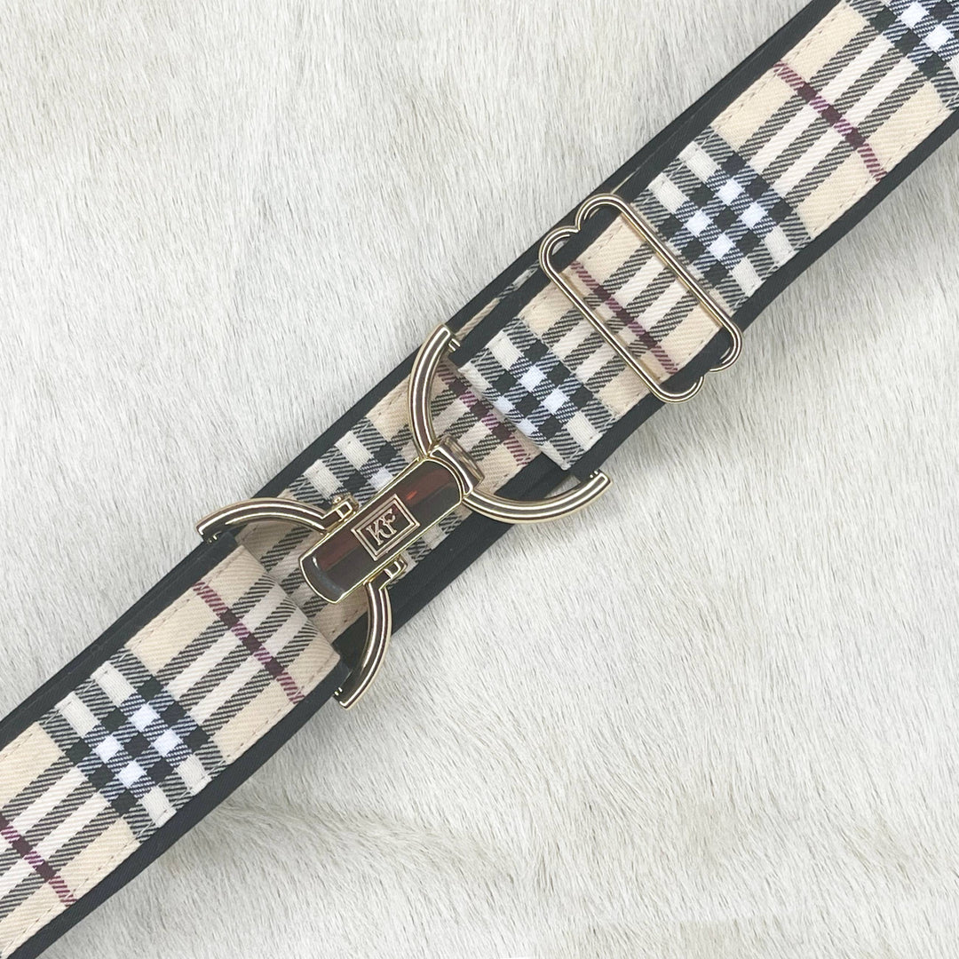 KF Clothing - Tan Plaid Adjustable Belt