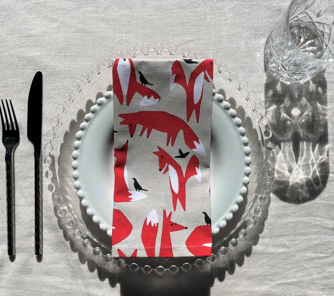 Allgifts Australia - Cotton Napkins - Foxes (Set of 4)