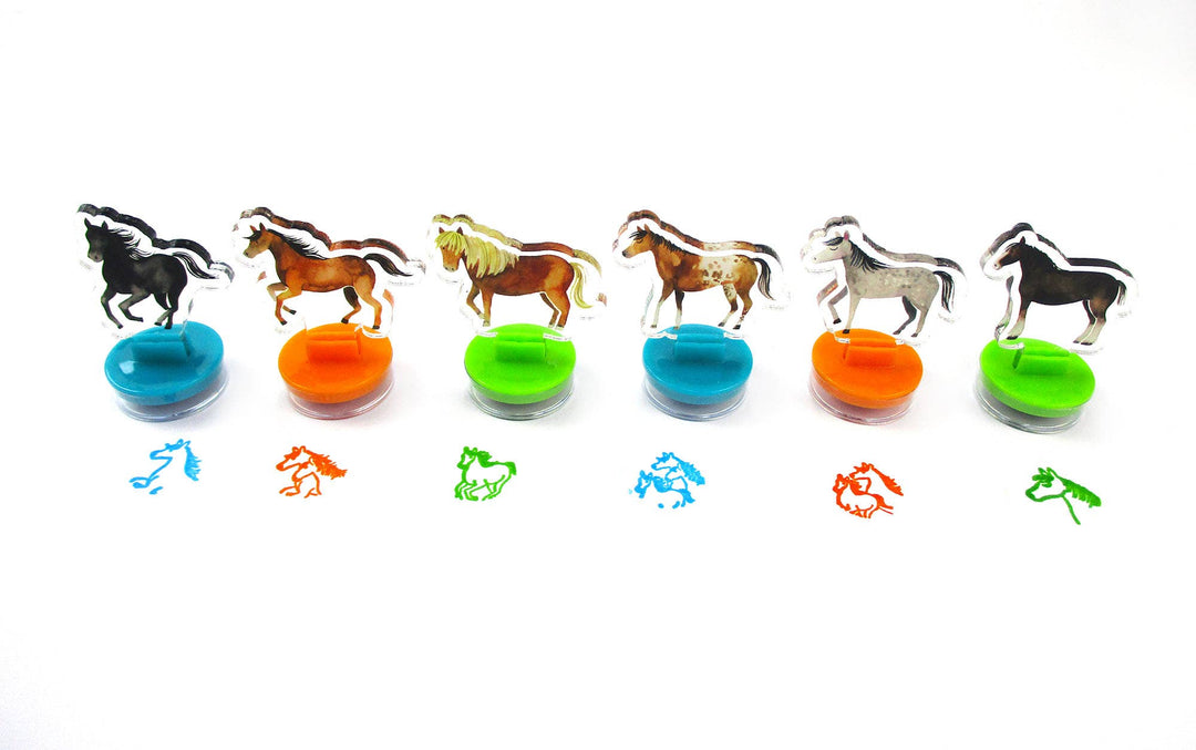 Tiny Mills - Horse Acrylic Self-Inking Stampers, 6 Pcs