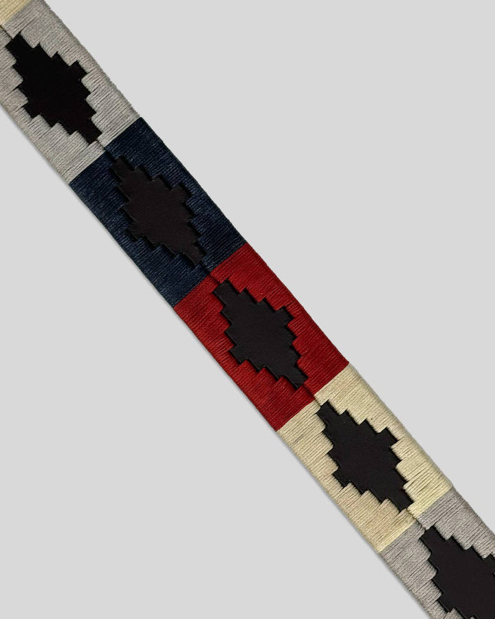 Custi Mikelo Argentinian Leather Polo Belt Red/Navy/Grey