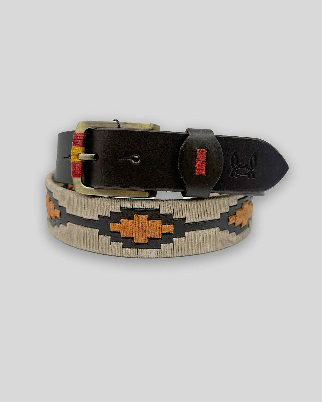 Custi Mikelo Argentinian Leather Polo Belt Beige/Orange