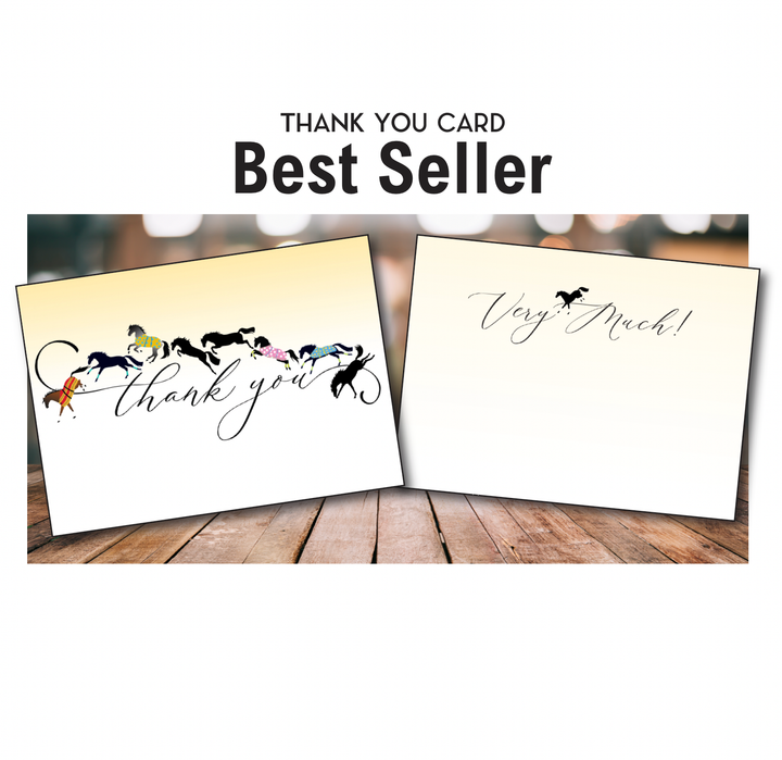 Horse Hollow Press  - Horse Thank You Greeting Card / Galloping & Jumping  Horses