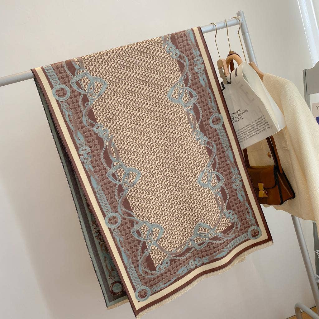 Winding River - Equestrian Blue/Beige Stirrup Reversible Wrap