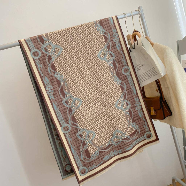 Winding River - Equestrian Blue/Beige Stirrup Reversible Wrap