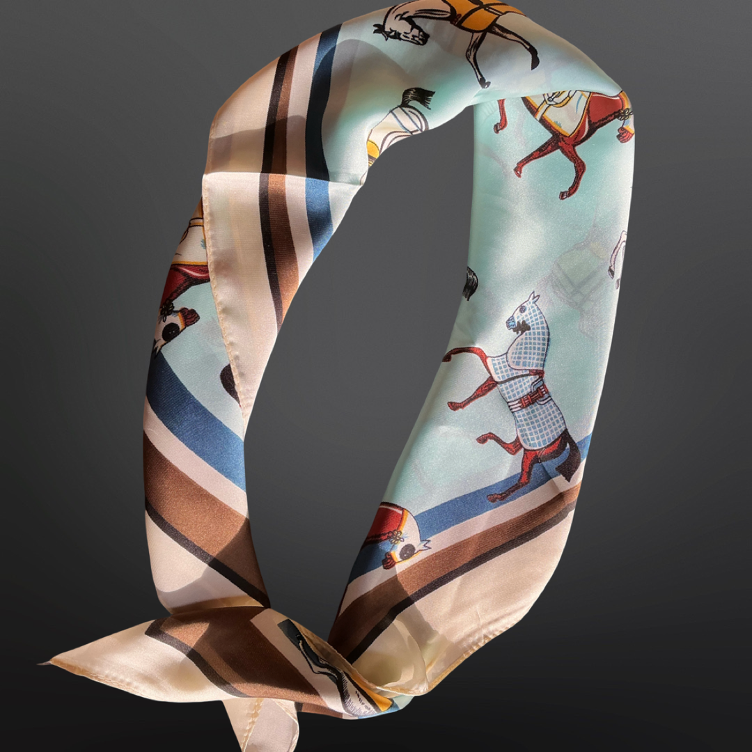 Westrian International - Winter Horses Blue Satin Scarf