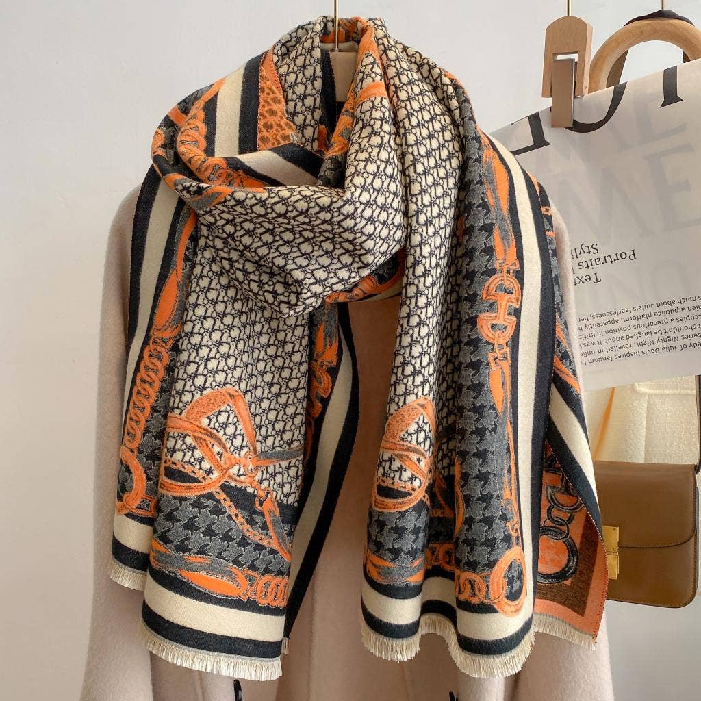 Winding River - Equestrian Orange / Black Stirrup Reversible Wrap