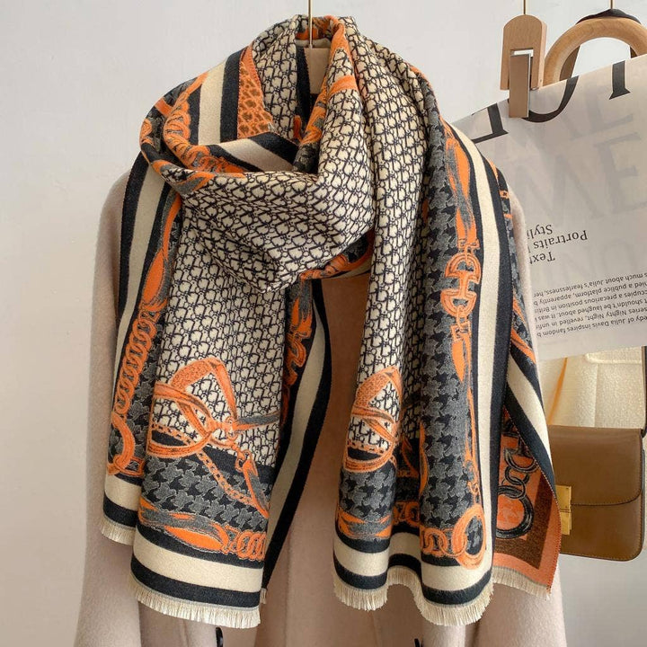 Winding River - Equestrian Orange / Black Stirrup Reversible Wrap
