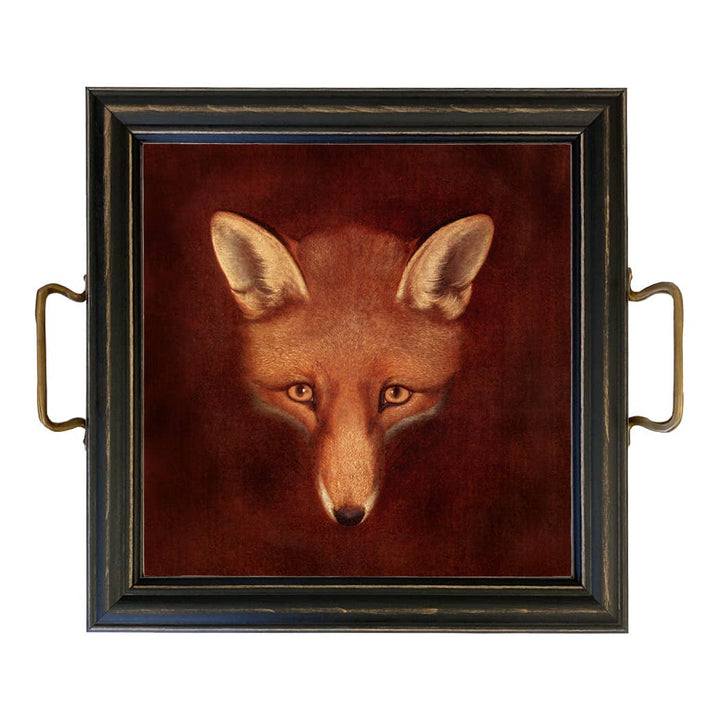 Madison Bay Co. - Historical Home Decor Reproductions - Fox Head Tray with Brass Handles: Distressed Black