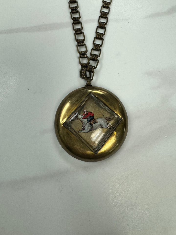 Deluxe Antique Racehorse Rosette Necklace