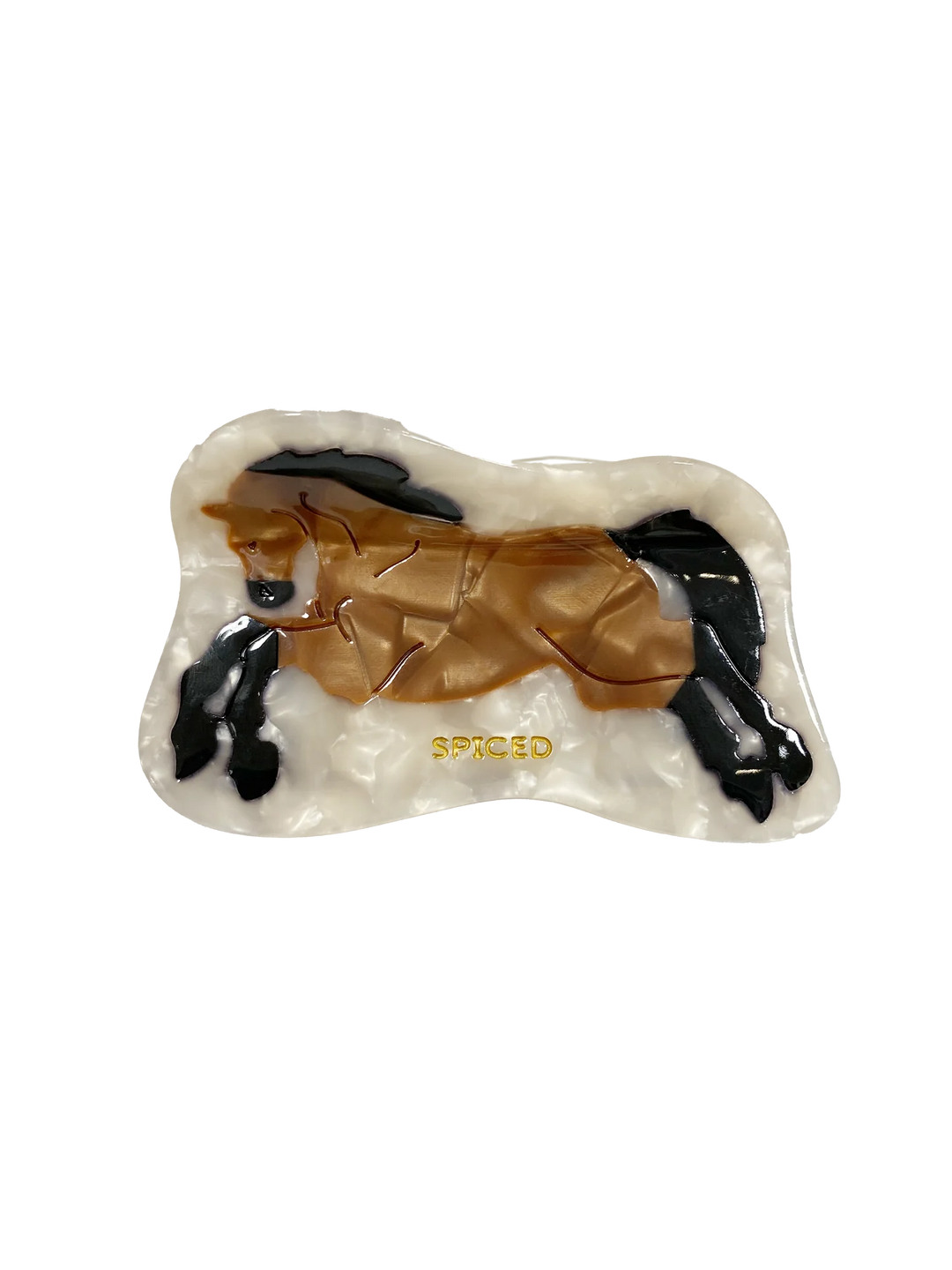 Spiced Equestrian Prancing Ponies Claw Clip
